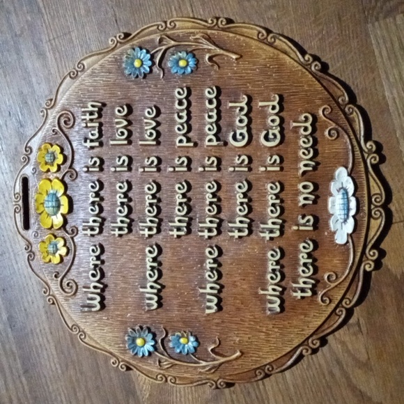 Other - Vintage wall decor mid century modern wall plaque floral daisies